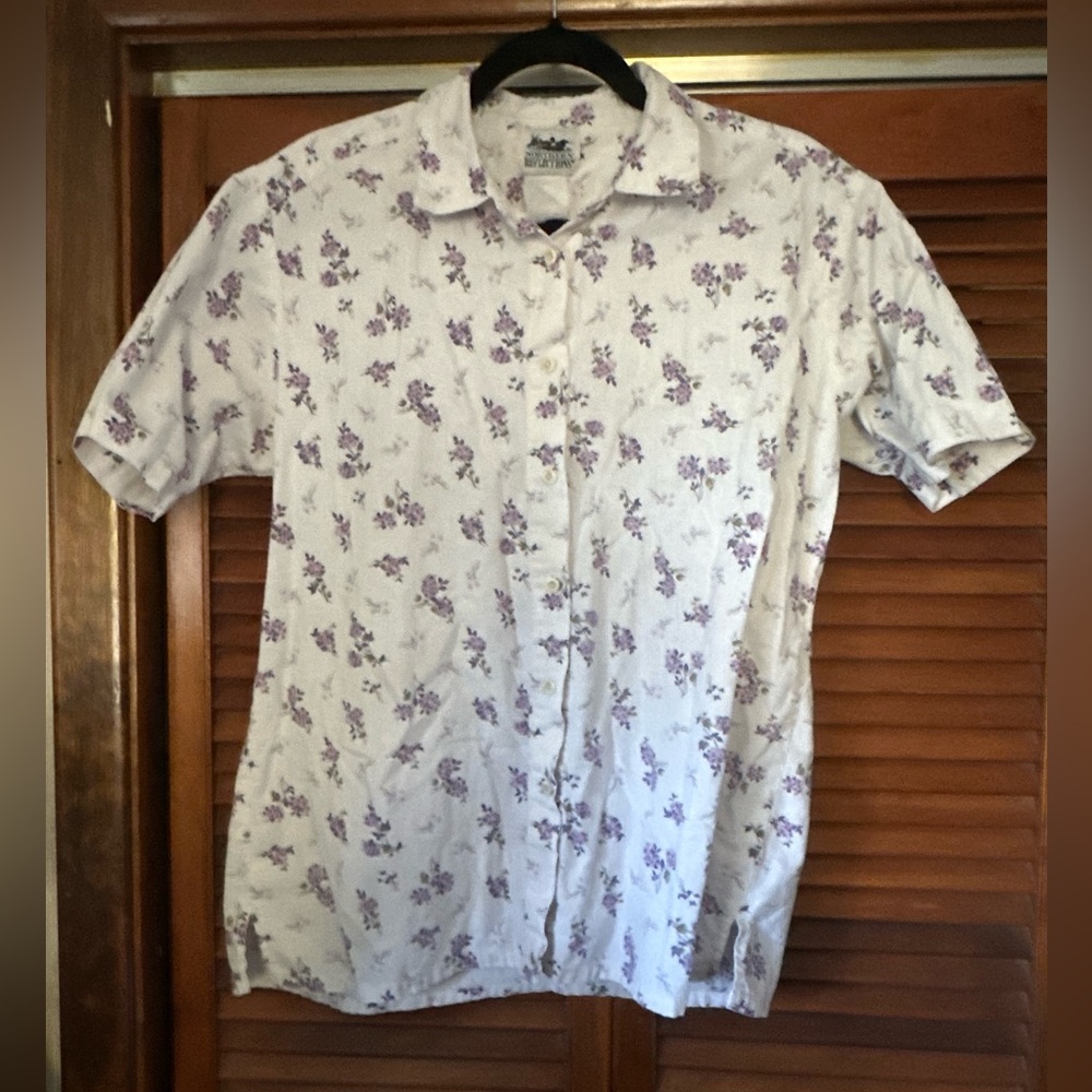 Northern Reflections White and Purple Floral Men's Shirt